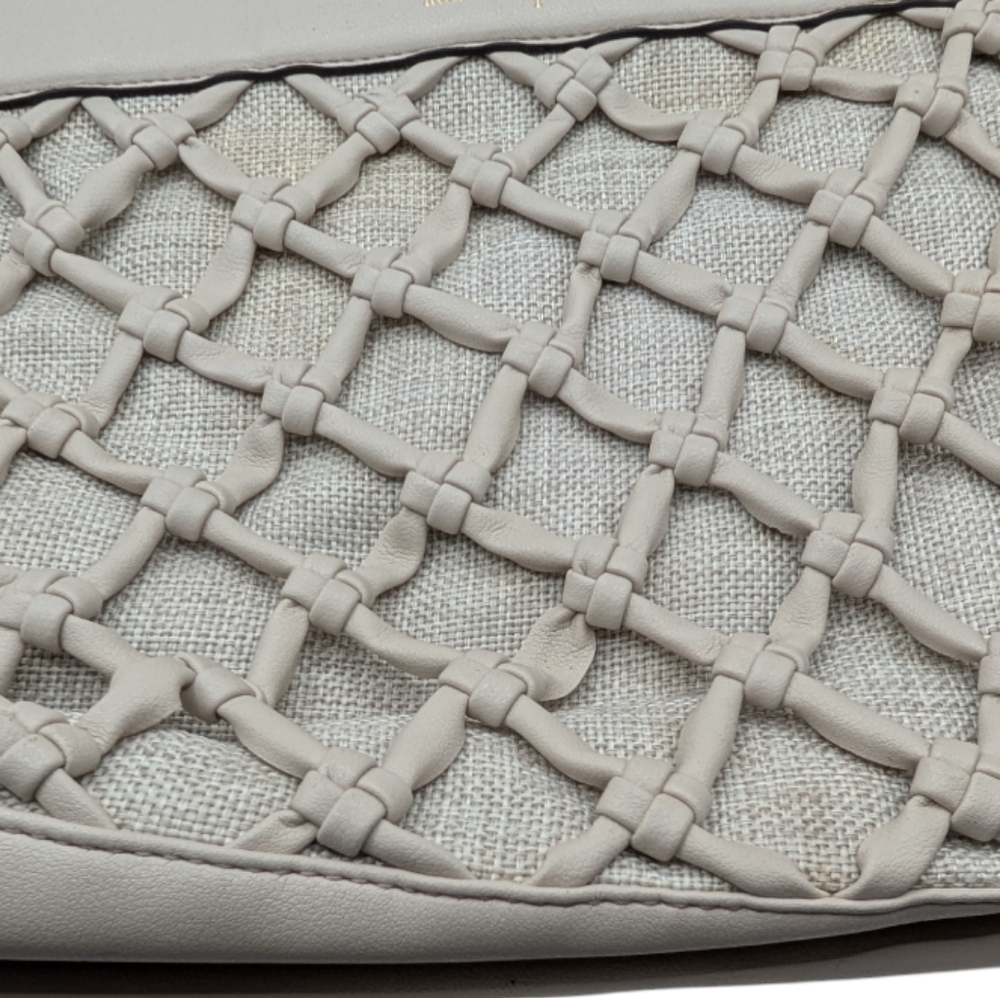 Nanette Lepore Cream and Brown Quilted Tote with Wooden Handle - Picture 6 of 13